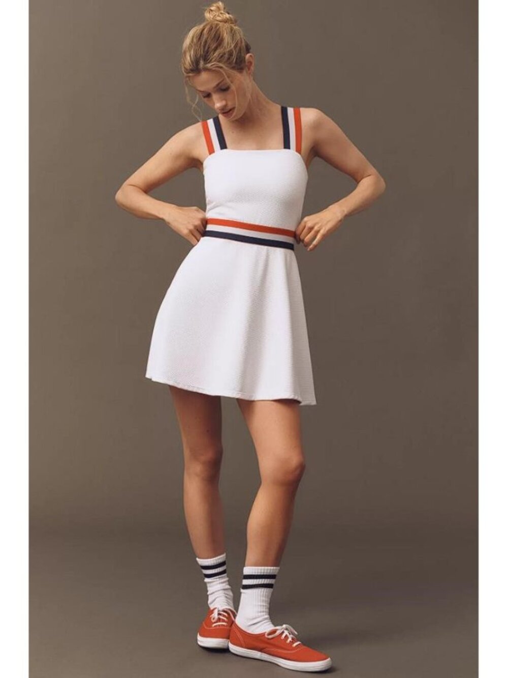 BEACH RIOT X ANTHROPOLOGIE Women's USA Pleated Mini Dress Size M in Multicolor